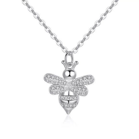 Jewelry - 14k Gold Diamonds Queen Bee Sterling Silver Necklace